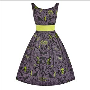 “Lana” Gothic Print 1950s Style Party Dress